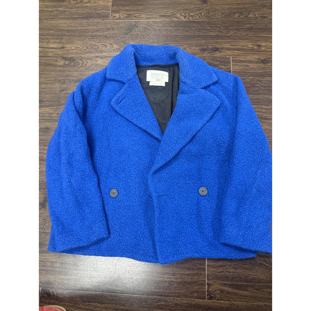 Harris Wharf London Blue Bouclé Wool Double-Breasted Jacket Coat IT 38 (US XS/S)